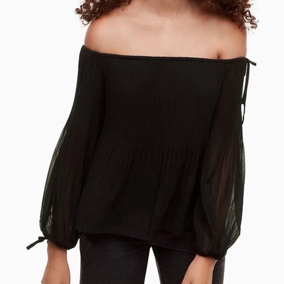 Aritzia Talence Blouse Off the Shoulder Black - Picture 3 of 7